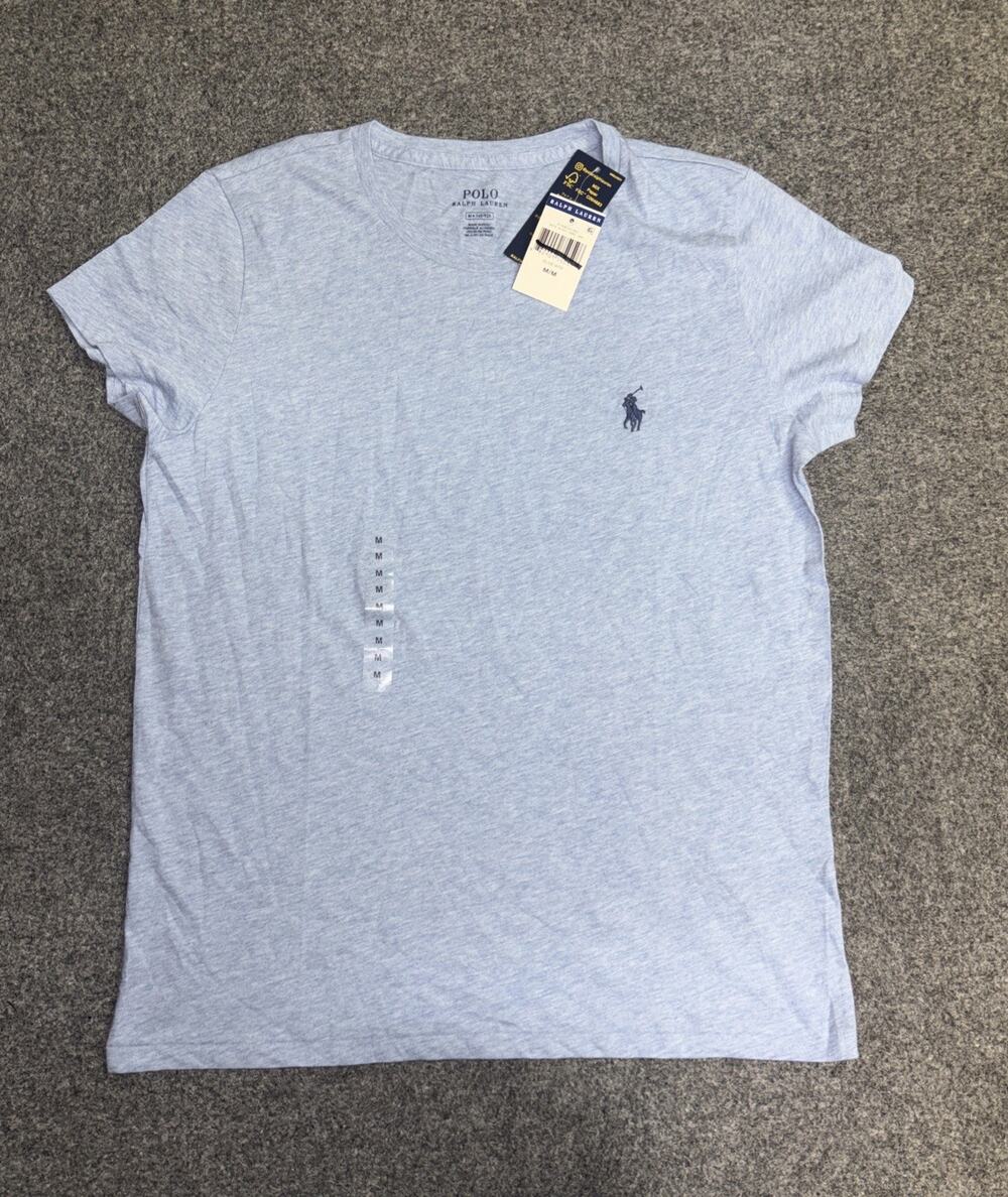 NWT Polo Ralph Lauren Women's Med Short Sleeve Crew Neck Blue Heather T-shirt